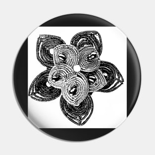 Striking beaded black and white floral work Pin