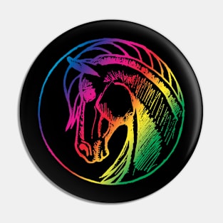 Round horse Rainbow Pin