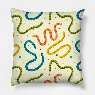 Funky Colorful Snakes Pattern Retro Pillow