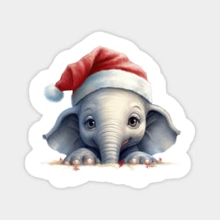 Christmas Peeking Baby Elephant Magnet