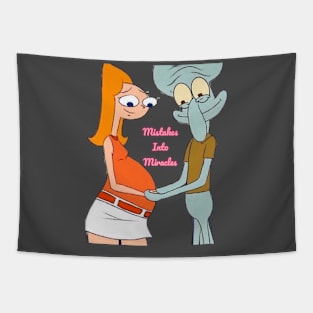Mistakes into Miracles Squidward and Candace Gertrude Flynn Tapestry