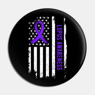 Lupus Awareness American Flag Purple Ribbon Pin