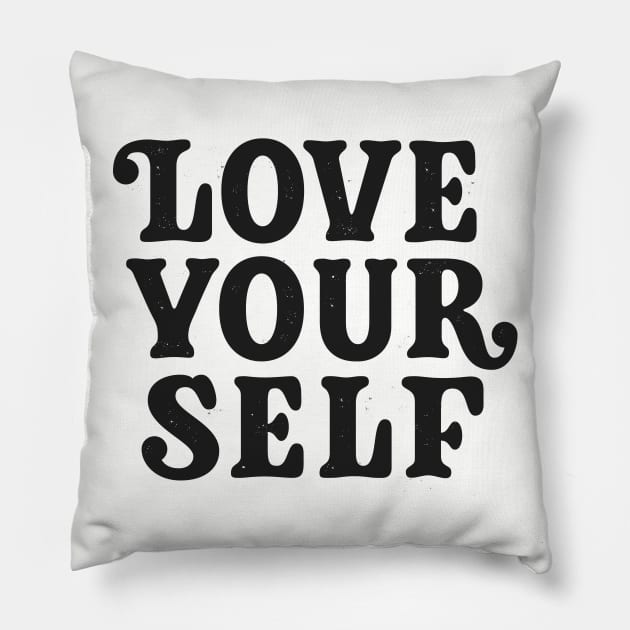 Love Your Self (black) Pillow by bjornberglund