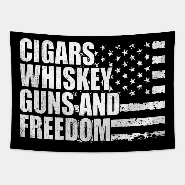 Cigars whiskey guns and freedom Tapestry by StarMa