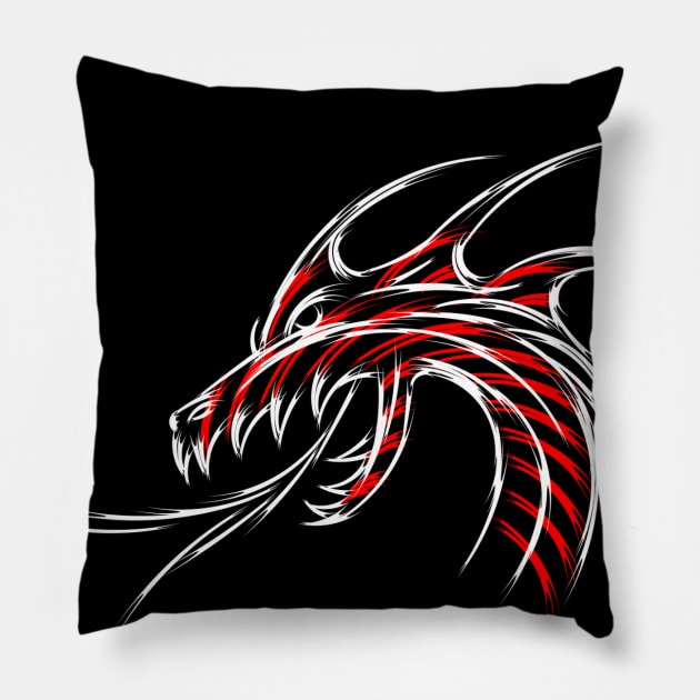 Red Dragon Pillow by BSquared