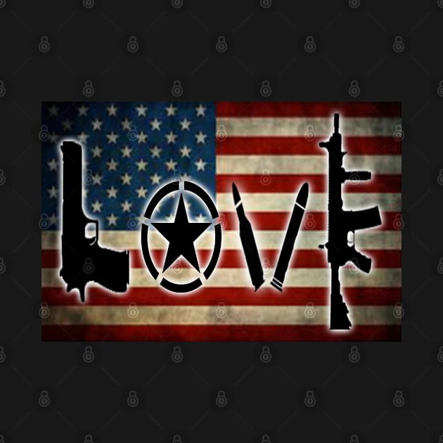 USA American Flag with LOVE weapons by FoxiANO