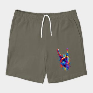 Give Life The Horns – Colorful Rock Hand Pop Art Design Shorts