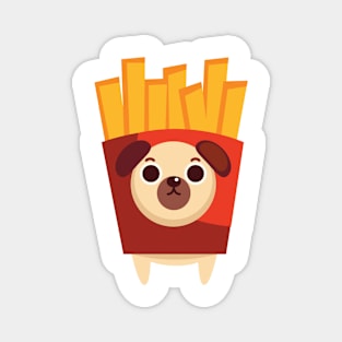 Pug Dog and French Fries Magnet