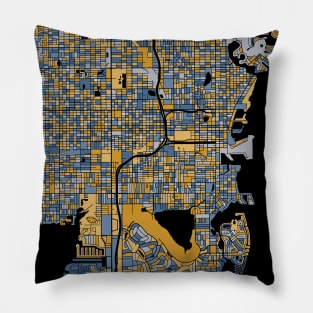 St. Petersburg Map Pattern in Blue & Gold Pillow