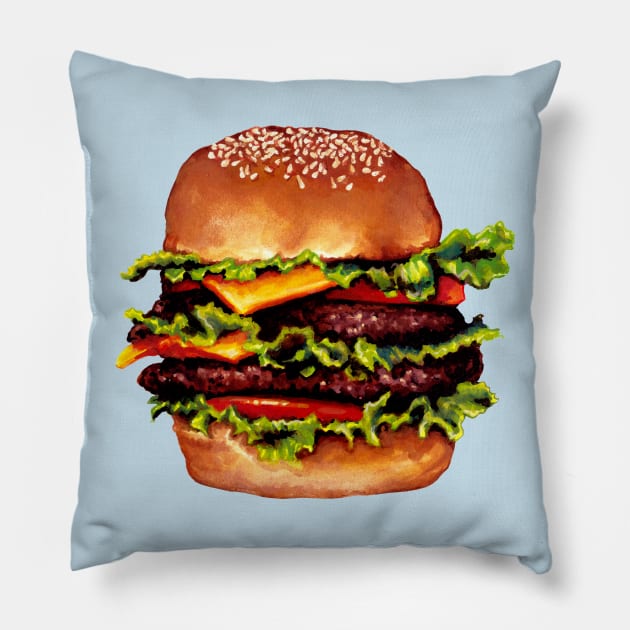 Double Cheeseburger Pillow by KellyGilleran