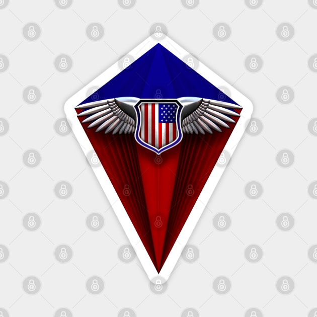 Flying American flag 3D shield Magnet by DrewskiDesignz