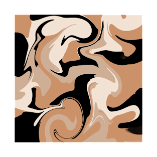 Brown Cream and Black Swirl Pattern T-Shirt