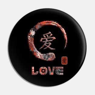 Love Japanese Kanji Word Symbol Enso Circle 2 Pin