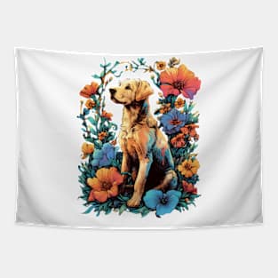 Flowers & Dog Tapestry