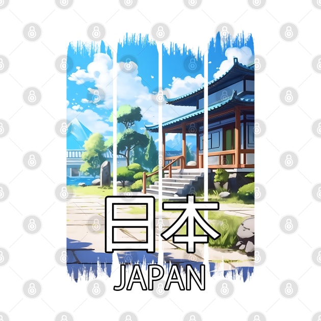 Japanese Temple Landscape – Anime Shirt by KAIGAME Art