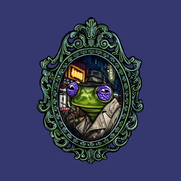 Kitsch Cameo: Science Fiction Noir Tree Frog by FreyStrandDraws