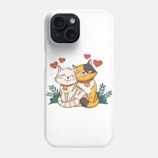 Cute valentine's day animal couple with cats Phone Case