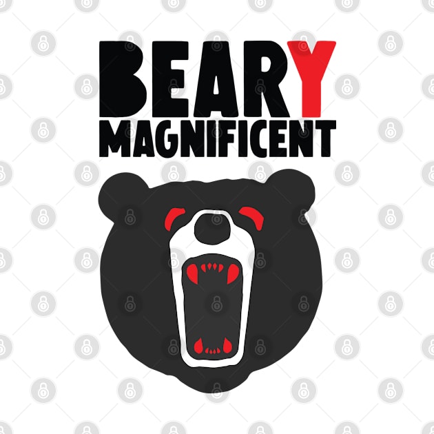 Beary Magnificient Bear Fierce Face Brave Strong Character Fighter Black Red Eye Fang by ActivLife