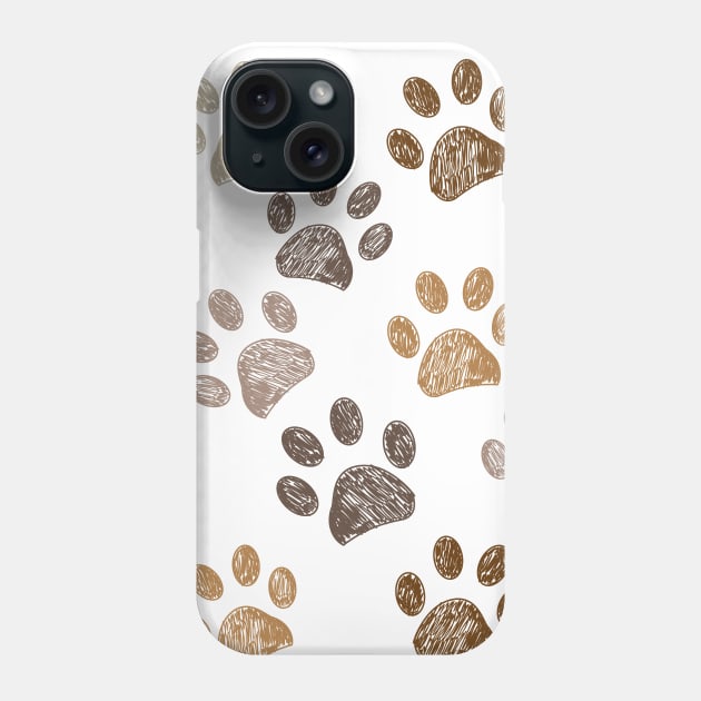 Brown colored paw print background Phone Case by GULSENGUNEL