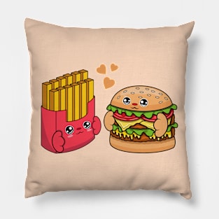 All i need is burger and fries, Kawaii burger and fries cartoon. Pillow