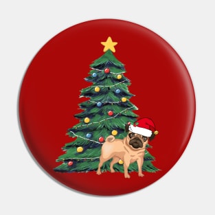 Cute Pug Christmas Tree Pin