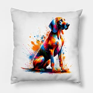 Vibrant Hanoverian Scenthound in Abstract Splash Art Pillow