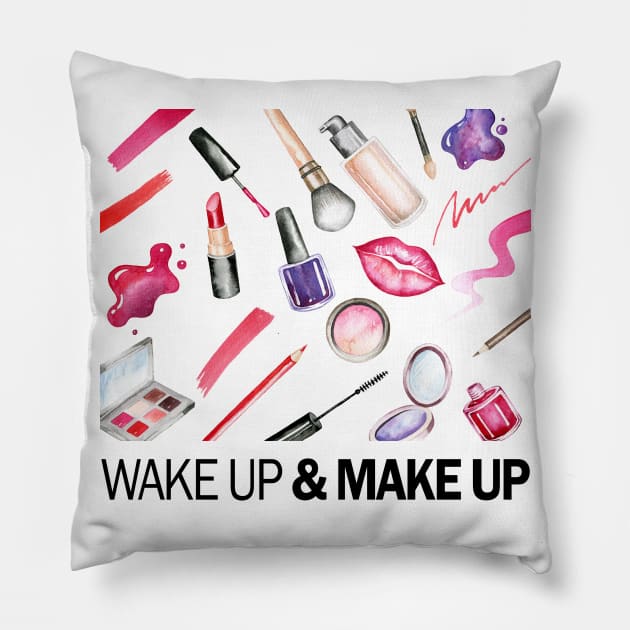 Make up artist funny print Pillow by Simple Wishes Art