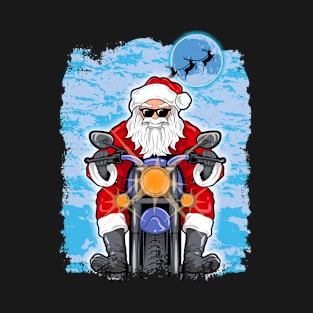 Cool Christmas Motorcycle Santa Funny Biker T-Shirt