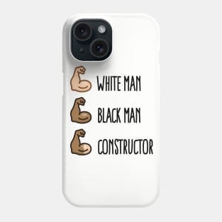 White man black man constructor biceps gym fitness construction worker train (dark design) Phone Case