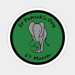 Elephant with Shamrock St Patricks Day Magnet