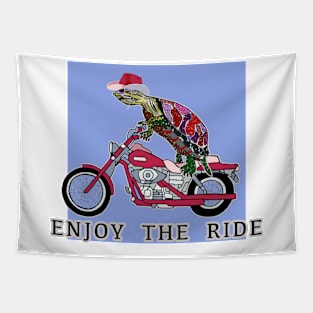 Turtle Love, Cowgirl Turtle, Enjoy the Ride, Painted Turtle, Illinois, Motorcycle, Bikers Tapestry