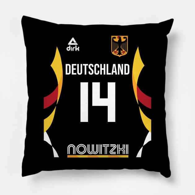 Dirk Nowitzki Retro Germany Euro National Basketball Fan Design Pillow by darklordpug