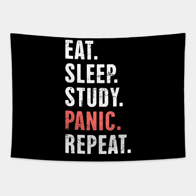 Eat. Sleep. Study. Panic | Funny Nursing Student Life Tapestry by MeatMan