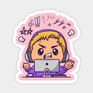 Angry Gamer Boy Cartoon Magnet