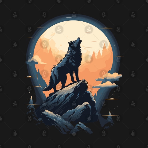 Lone Serenade: Majestic Wolf Howl by Toonstruction