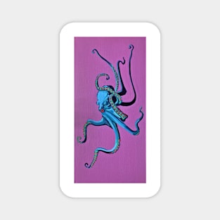 Blue Octopus on Purple (Vertical) Magnet