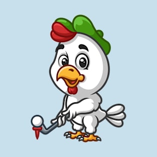 Chicken Golf Cartoon T-Shirt