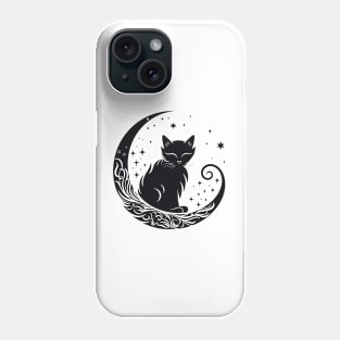 Cat Under Moon Sky Furry Cute Vector Graphic Phone Case