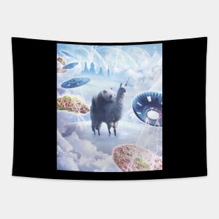 Space Panda Riding Llama Unicorn - Pizza & Taco Tapestry