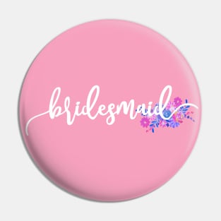 Elegant Bridesmaid Floral Wedding Calligraphy Pin