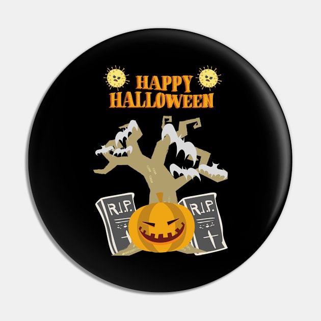 Happy Halloween Orange Pumpkin Pin by Kiyiya Designs