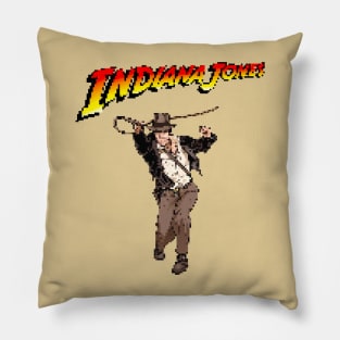 Indy & His Whip !!! Pixelated Art Pillow
