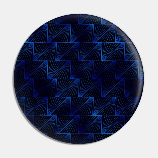 Diagonal Triangles in Black and Classic Blue Vintage Faux Foil Art Deco Vintage Foil Pattern Pin by podartist