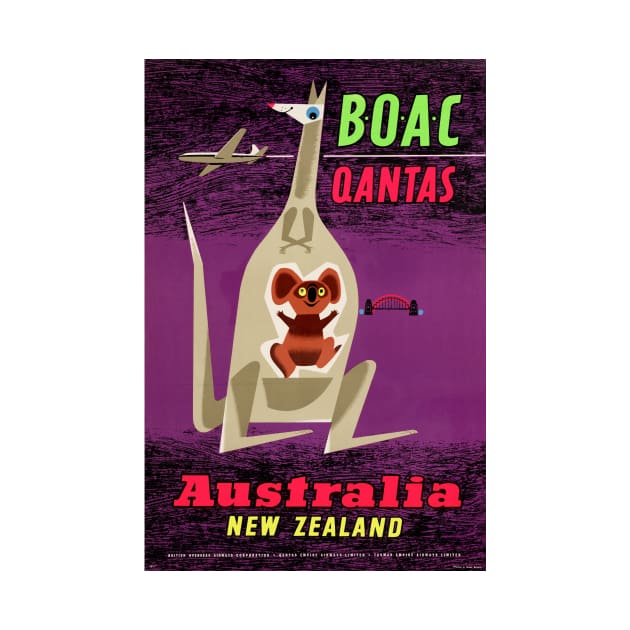 Vintage Travel Poster Australia BOAC Qantas by vintagetreasure