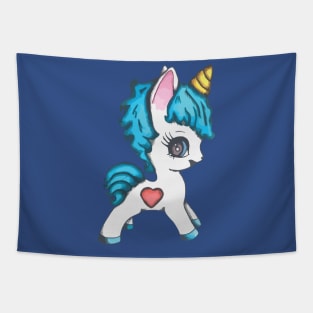 Baby unicorn and heart 2 Tapestry