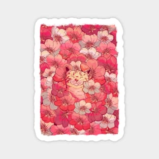 The cherry blossom cat Magnet