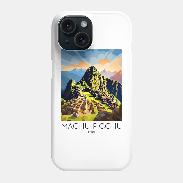 A Pop Art Travel Print of Machu Picchu - Peru Phone Case by Studio Red Koala