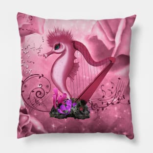 Wonderful harp with little seahorse Pillow