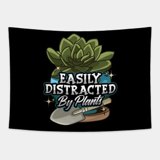 Easily Distracted By Plants Funny Gardening Tapestry