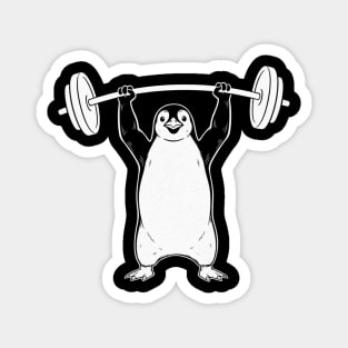 Penguin Lifting Weights Gym Fitness Funny Magnet